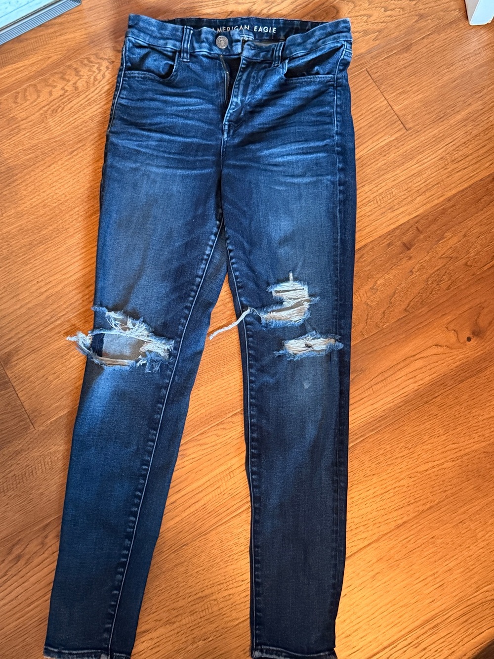 American Eagle Outfitters Dark Indigo Distressed Skinny Jeans - Women
